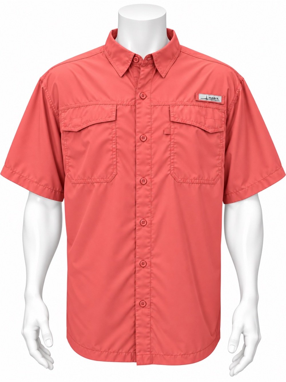 Habit Tea Rose Vented Button Up Men's Short Sleeve Fishing Shirt Size XXL 2XL
